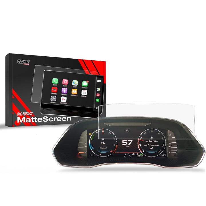 Folie mata Grizz Protector pentru Skoda Kodiaq Virtual Cockpit 10, 25 (2021-2024), transparenta