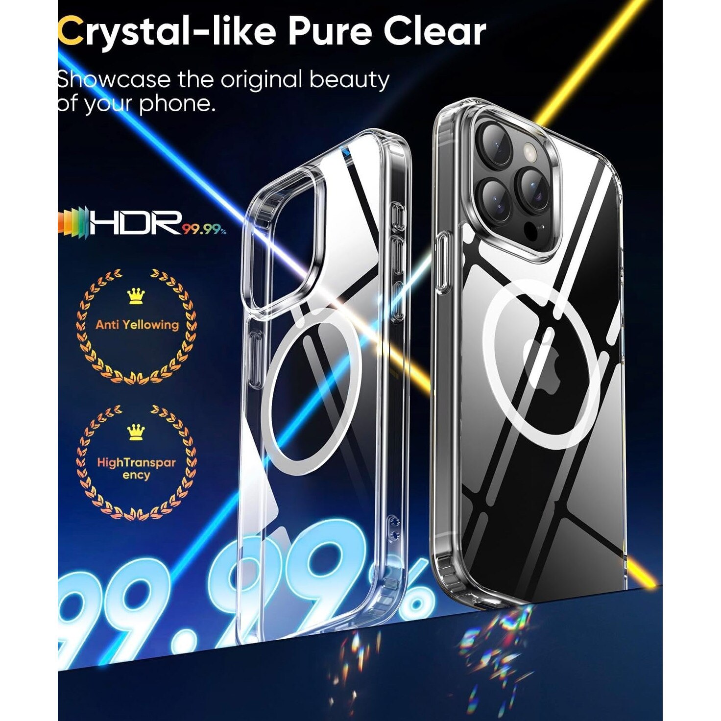 Husa pentru iphone 16 ProMax, MingZhi®, Carcasa antimagnetica, test de cadere de calitate militara, compatibil MagSafe, placa din spate PC transparenta, carcasa de protectie ultra-subtire din silicon anti-amprenta, transparenta