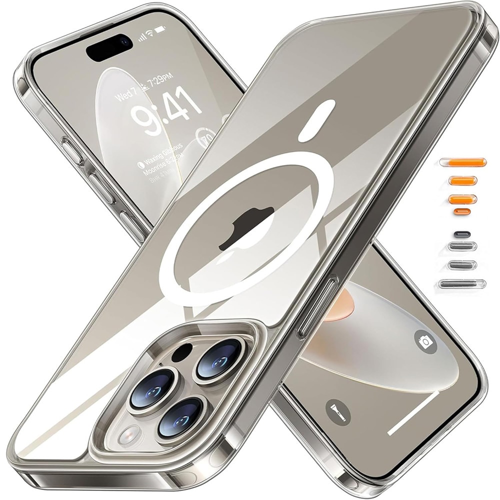 Husa pentru iphone 16 ProMax, MingZhi®, Carcasa antimagnetica, test de cadere de calitate militara, compatibil MagSafe, placa din spate PC transparenta, carcasa de protectie ultra-subtire din silicon anti-amprenta, transparenta