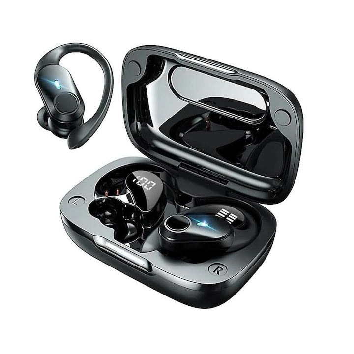 Casti Wireless, design non-in-ear, banda flexibila din aliaj de titan, 180mAh, 9 ore redare continua,rosu