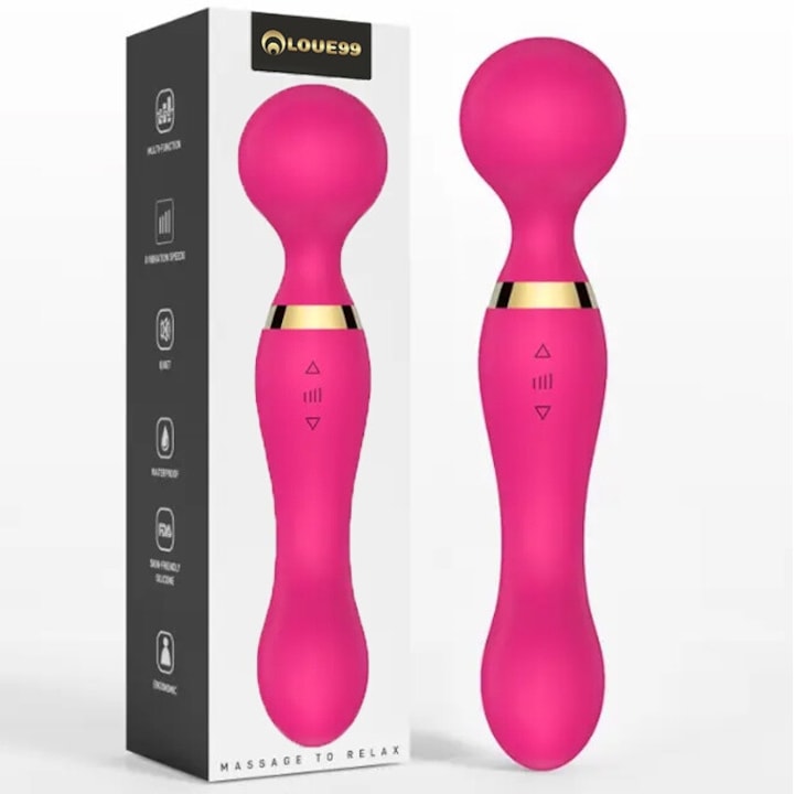 Vibrator Dildo femei LOVE99® jucarii sexuale, 20 Moduri de vibratie, 8 trepte de viteza, Silicon Medical, Viteza reglabila pe ambele capete, Stimulare Intensa, Flexibil, Rezistent, Roz
