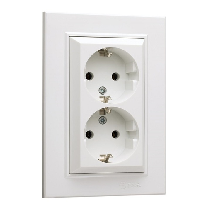 Anco Karea 2-es földelt dugaszolóaljzat 16A, 250V, IP20, fehér
