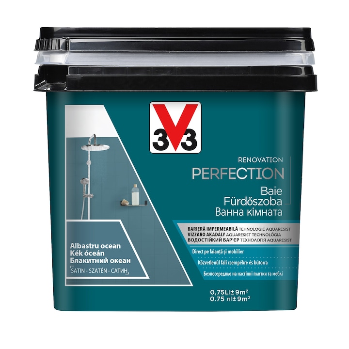 V33 Renovation Perfection Fürdőszobafesték 0, 75L, Kék óceán