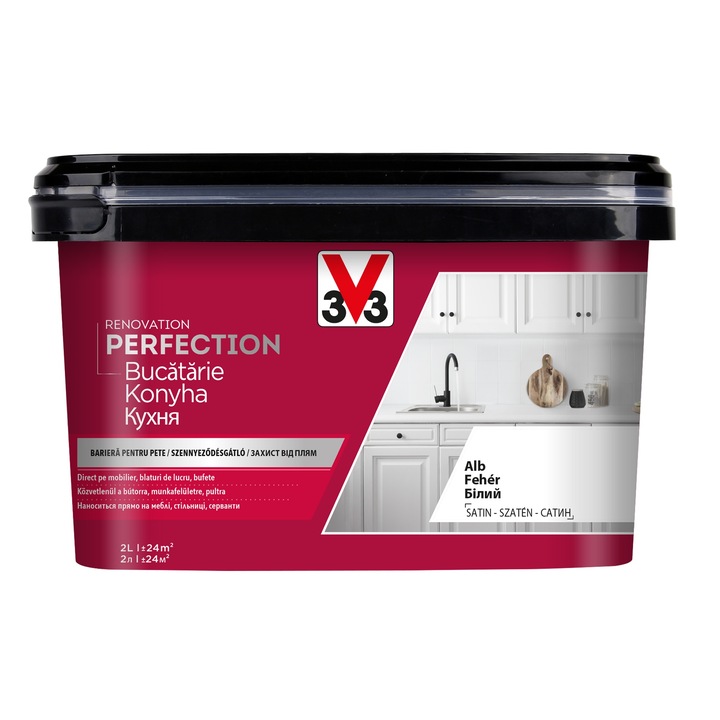 V33 Renovation Perfection Konyhafesték 2, 0L, Fehér