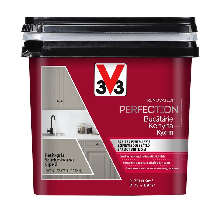 V33 Renovation Perfection Konyhafesték 0, 75L, Szürkésbarna