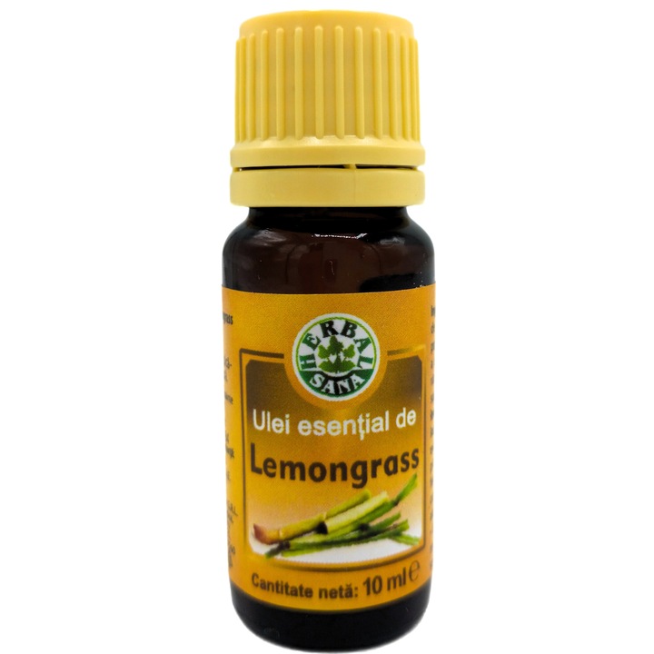 Ulei esential de Lemongrass "Cymbopogon flexuosus", 100% pur fara adaos, 10ml, Herbal Sana