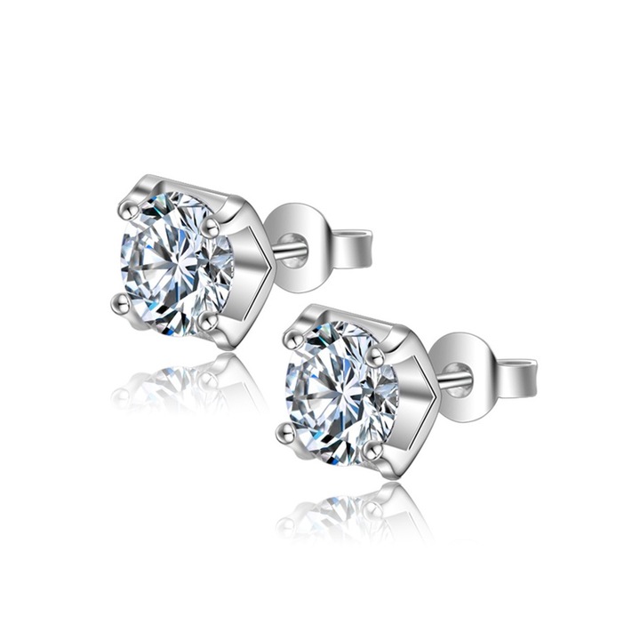 PRAISEFINE Cirkon fülbevaló, klasszikus, fehér arannyal bevonva, hossza 8 mm, szélessége 7 mm