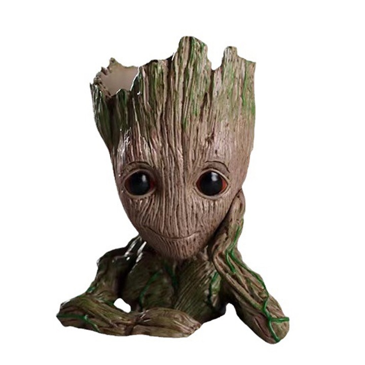 Ghiveci decorativ Rqiurpn Groot, 14x9cm, PVC, gri-maro