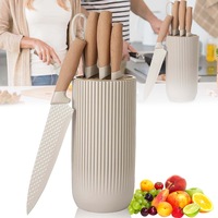 Set de cutite 6 piese Wacorresi®, anti-rugina, otel inoxidabil, bloc universal, design ergonomic, pentru bucatarie