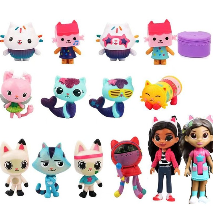 Tovbmup figurakészlet, Gabby's Dollhouse, 15 db, 3-8 cm, PVC, többszínű, 3 év+