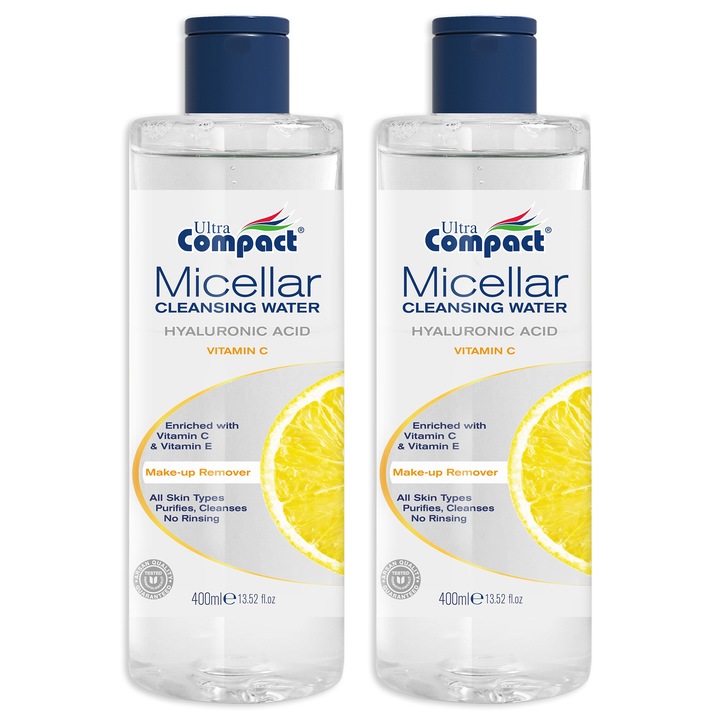 Set 2 x Apa Micelara cu Vitamina C si Hyaluron Ultra Compact, 800 ml