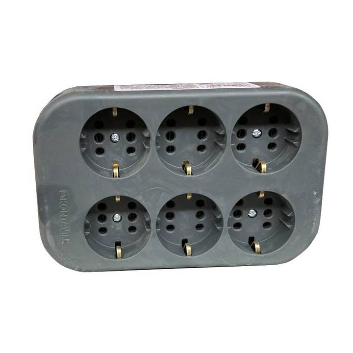 Bloc multipriza, fara cablu pentru 6 stechere schuko sau 12 stechere plate, 16A, 3500W, Legrand Kontavill, antracit
