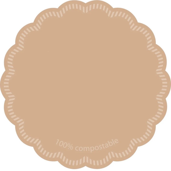 Poháralátétek, selyempapír tartók poharak vagy poharak számára, bézs, 100%-ban komposztálható, átmérő 9 cm, 250 db