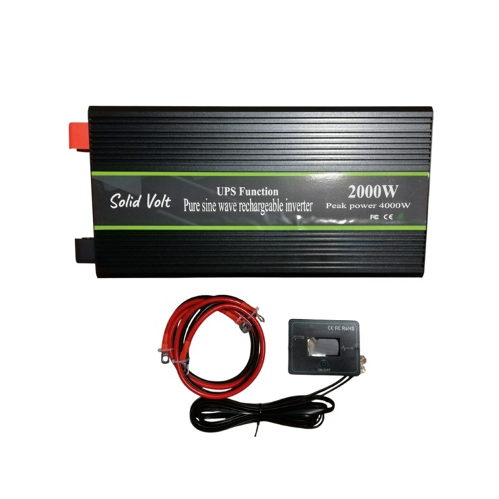 Invertor sinus pur cu functie UPS 2000W/4000W 24V – 220V, sursa de alimentare neintreruptibila cu redresor/incarcator baterie integrat