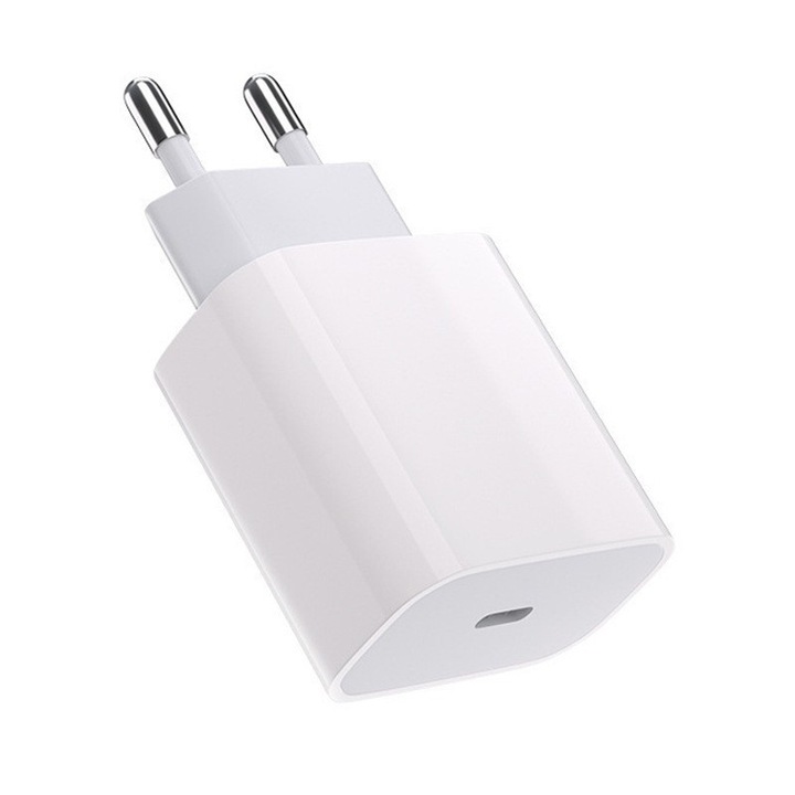 Hálózati töltő, 20W, USB-C, gyorstöltés, fehér