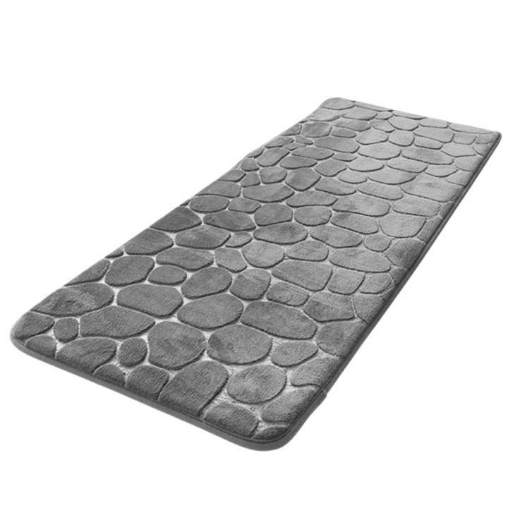 Covor baie spuma cu memorie, FRANDIS, 50x120 cm, 1037g/mp, absorbant, antiderapant, gri, microfibra