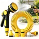 Furtun de gradina extensibil 20m, Yulinland, 3 fitinguri, pistol de stropit, anti rasucire, rezistent, 10 functii, universal, ideal pentru irigare, spalare, presiune reglabila, Galben, Negru