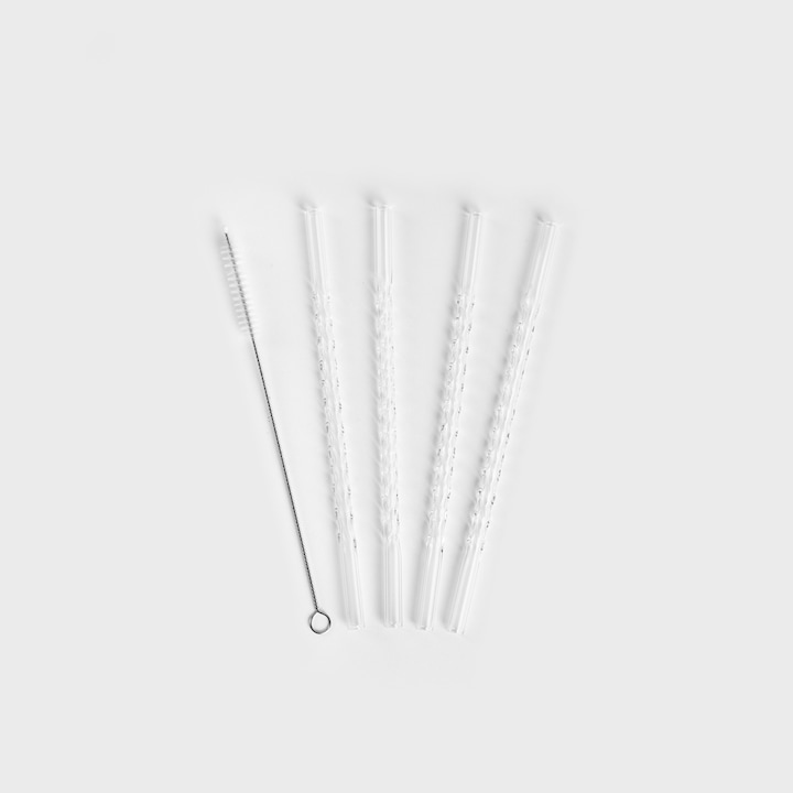 Set de paie din sticla ALCOLE cu curatator 5 buc. HOMLA