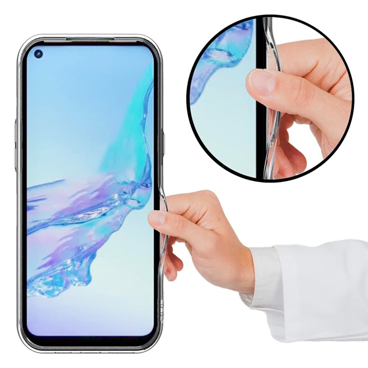 Прозрачен капак за Oppo Reno 5Z, OPTIM SOLUTION, Лек тънък силикон, Антишок, Защита от износване, Антипожълтяване, Гъвкав TPU, Акценти Оригинален дизайн, Прозрачен