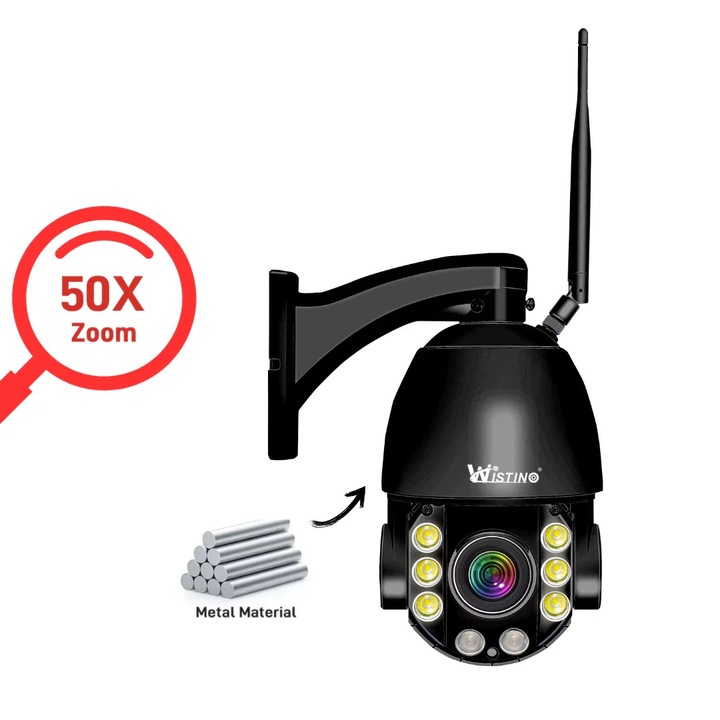 Камера за наблюдение 4G 4K Ultra HD 50X Optical ZOOM, Завъртане от приложението, Водоустойчивост IP 66, Карта с памет 128 GB - 4G (SIM CARD)