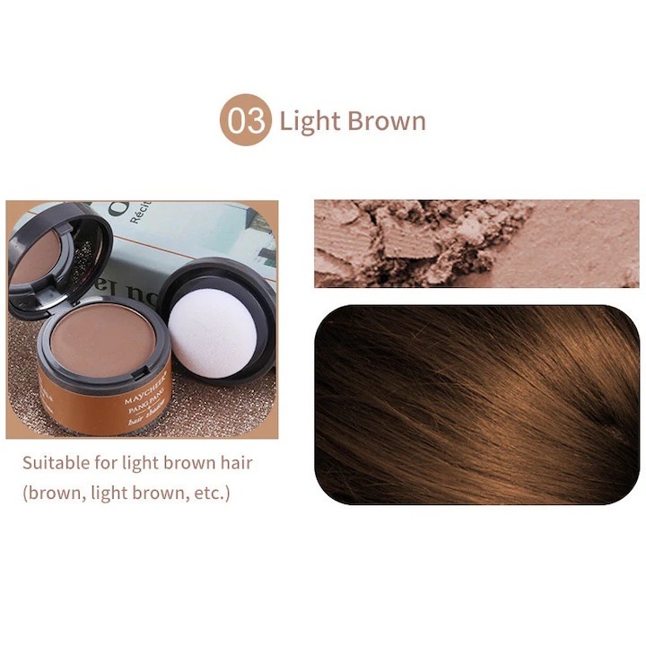 Пудра за корени, Maycheer, с апликатор и огледало, светлокафяв