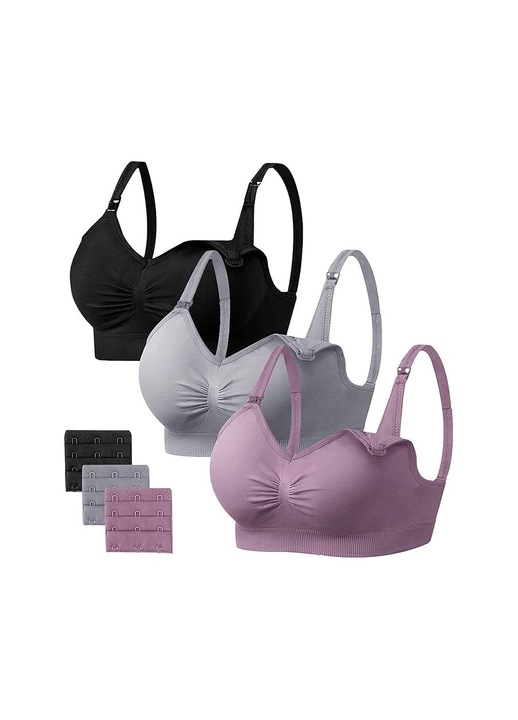 Set 3 sutiene de alaptare, Hokretme, nailon, multicolor, L