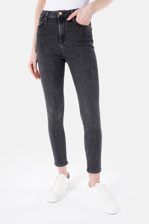 COLIN'S, Blugi skinny cu talie inalta, Gri antracit