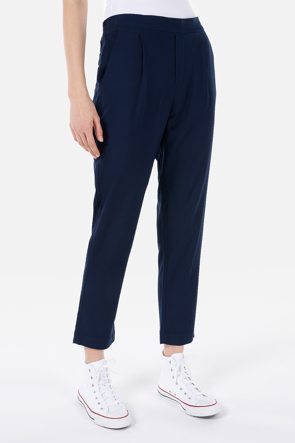 COLIN'S, Pantaloni crop cu talie inalta, Bleumarin, L