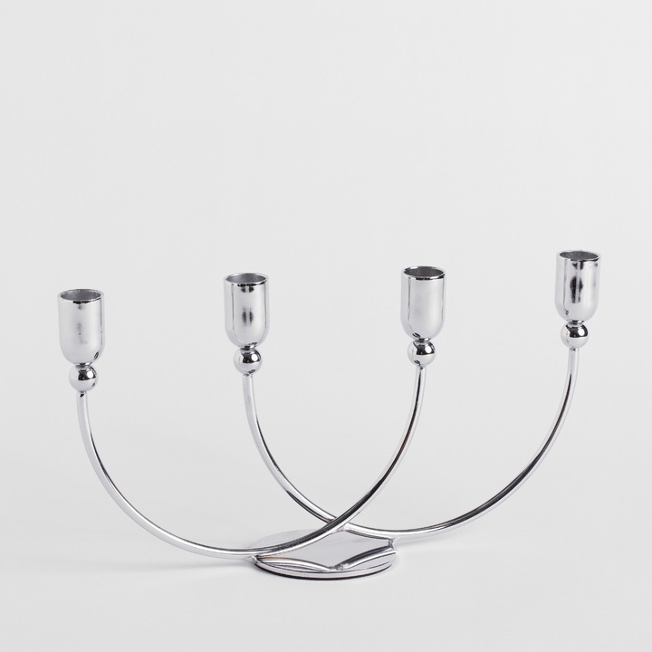 Suport lumanare conceptosi, argintiu, Sfesnic, 15 cm, 15 cm