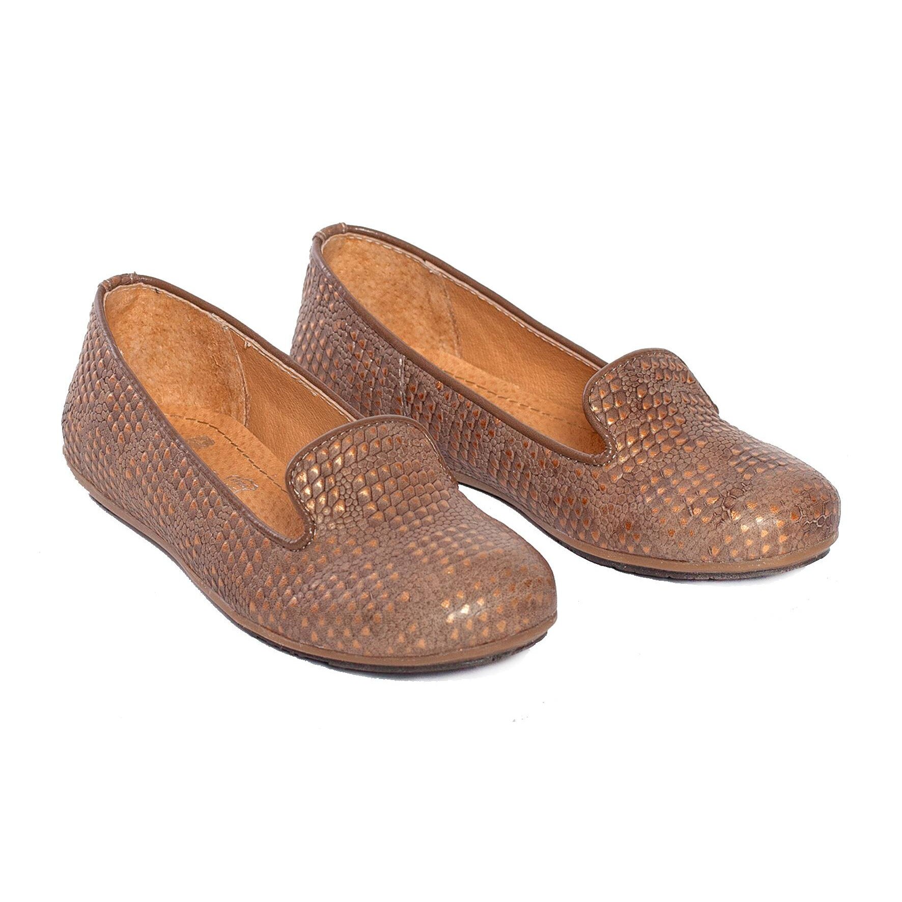 Balerini piele copii Amia maro Pj Shoes