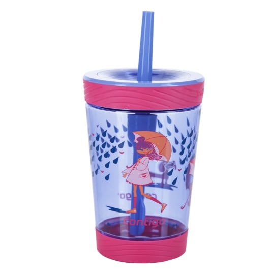 Cana cu pai cu garnitura ermetica SPILL PROOF TUMBLER Raining Cats & Dogs 420 ml, Contigo