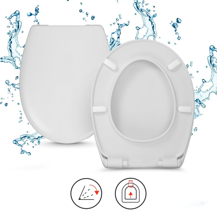 Scaun De Toaleta, Hamberger, Koło Rekord, Compatibil Cu Cersanit Mito, Mecanism De Cadere Libera, Functie De Asamblare/Demontare Rapida, Acoperire Antibacteriana, 45 x 36.5 cm, Alb