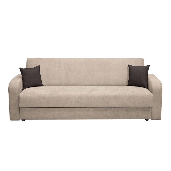 Canapea extensibila Expomob FANTAZI S, 3 locuri, cu arcuri, lada depozitare, dimensiune 225x80x90 cm, culoare bej