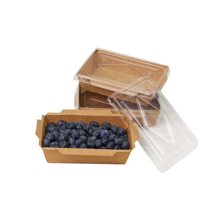 Set 50 caserole unica folosinta, ECOPICNIC, hartie, 500 ml, 99 x 151 mm, maro/transparent