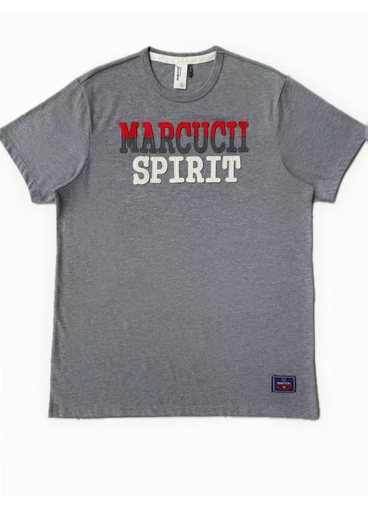 Férfi póló, sötétszürke, XL-es méret, 100% pamut, normál szabású, mintás