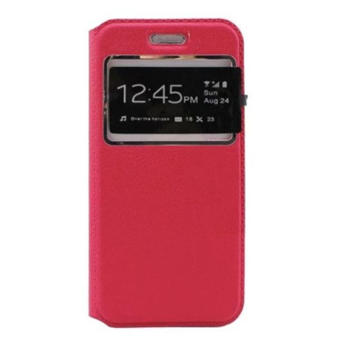 Husa tip carte compatibila cu Samsung Galaxy S7 Edge, G-Tech View, Flip Book, inchidere magnetica, buzunar card, premium stand, Rosu