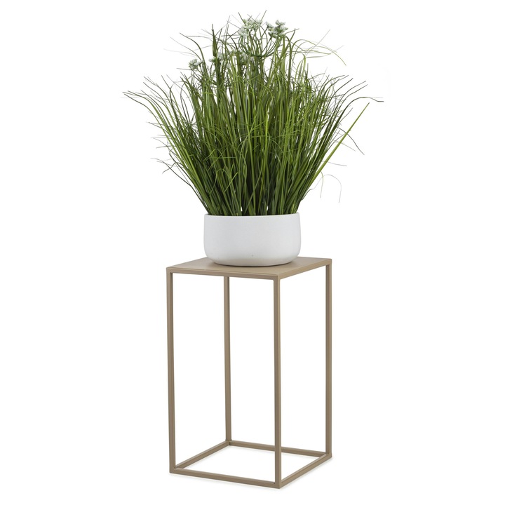 Ghiveci De Flori, Howhomely, Metal De Inalta Calitate, Design Minimalist, Aspect Luxos, 40 cm x 24 cm x 24 cm, Bej