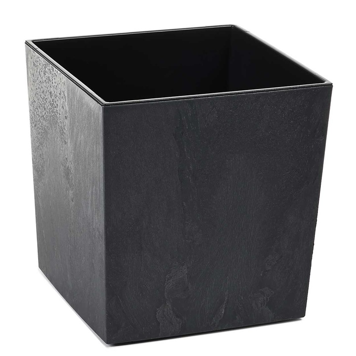 Ghiveci, Howhomely, Flore Black Beton, Design Modern, Forma Geometrica Patrata, Calitate Inalta A Manoperei, 25x25 cm, Negru