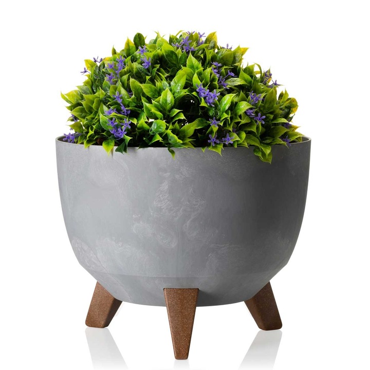 Ghiveci, Howhomely, Rosa, Estetica Ridicata, Durabilitate, Usor De Curatat, 24xh15 cm, Gri