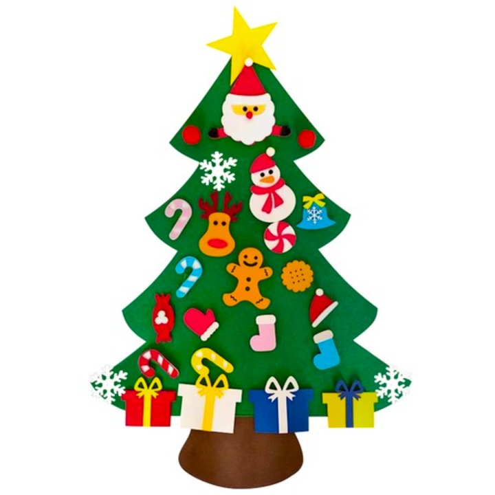 Pom de Craciun din pasla cu Ornamente din pasla Decorare creativa de Craciun DIY anii 90