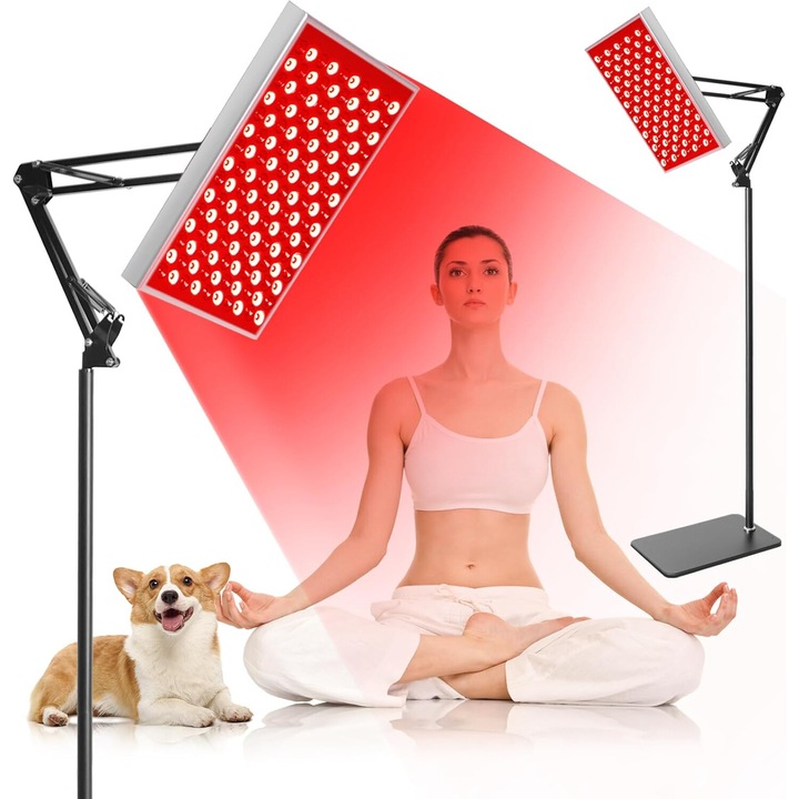 Терапевтичен панел с червена светлина, 660nm и 850nm, за грижа за тялото, със стойка, ефективен за кожата и болката, 1,2 кг