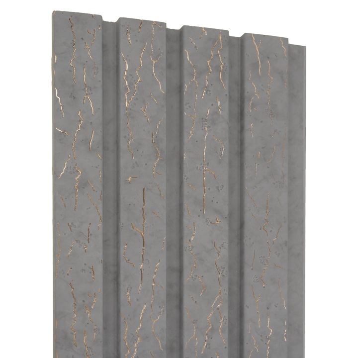 Set 12 panouri decorative pentru perete, Maison Mex DECORIF, L.285 l.20 H.1.2 cm, gri