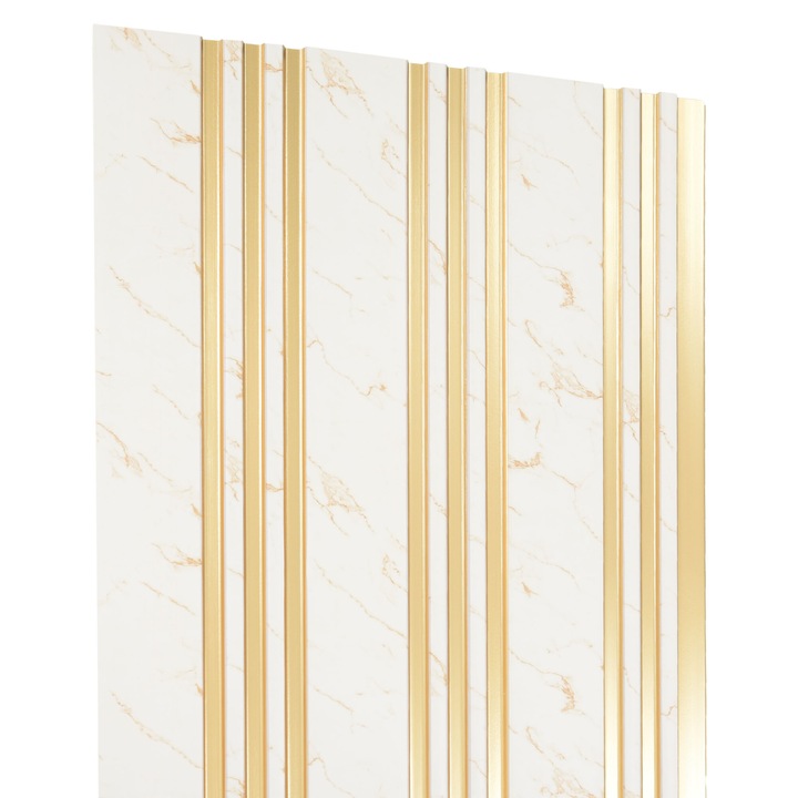 Set 10 panouri decorative pentru perete, Maison Mex DECORIF, L.285 l.31.5 H.0.7 cm, mix gri/auriu