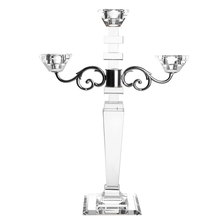 Стъклен свещник за 3 свещи "Brilliant"