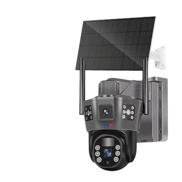 Камера за наблюдение 4G 6K Ultra HD, двойна камера 12MP, слънчево зареждане, въртене от приложение, водоустойчивост IP 66 - 4G