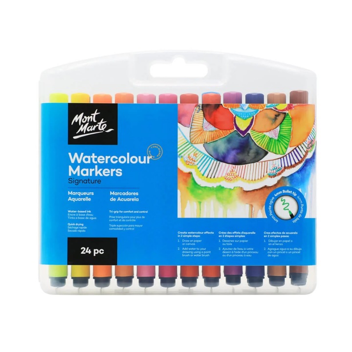 Markere acuarelabile Tri Grip in cutie Mont Marte 24buc