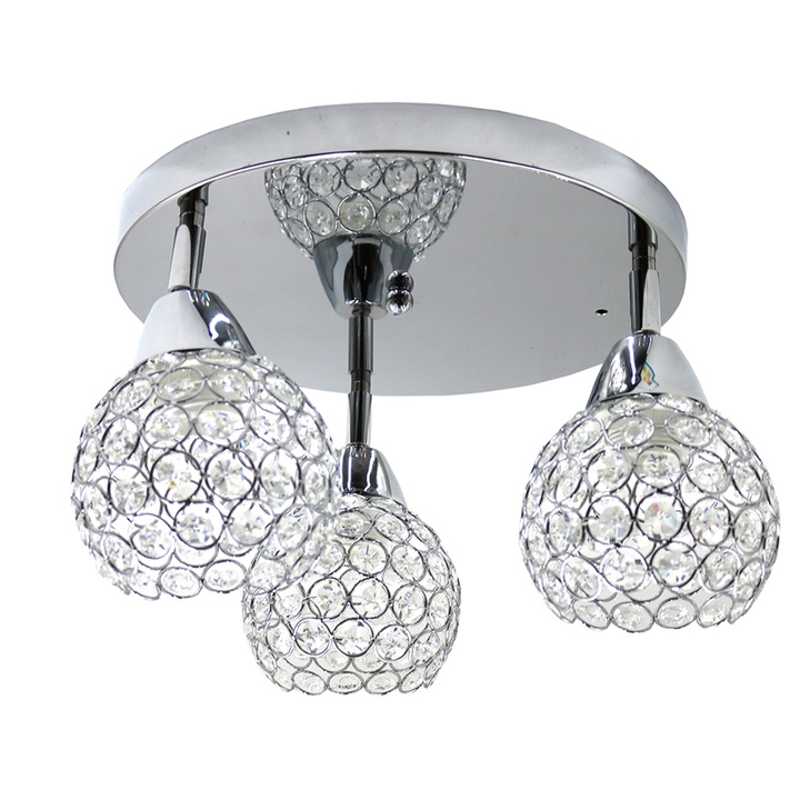 Полилей Howhomely, Кристал, Хромирана стомана, Метални абажури, Стъклени кристали