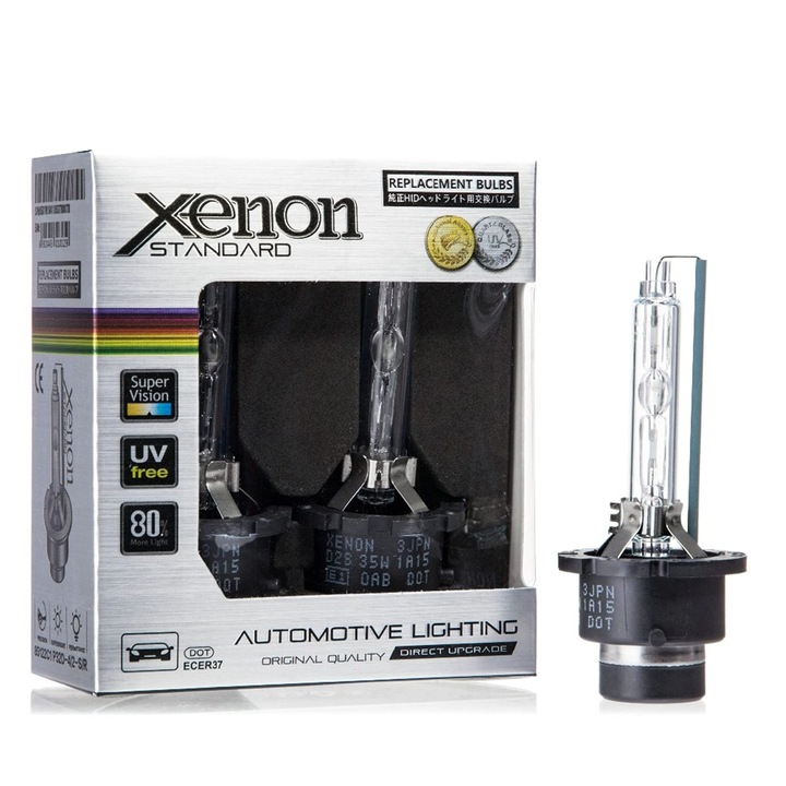 Ксенонови крушки за автомобилни фарове AdyMel®, D2S, Висококачествени, Ниска консумация 35W, Бяла светлина 6000k, 3500LM, Бърз старт пластмасова фасунга, Комплект 2