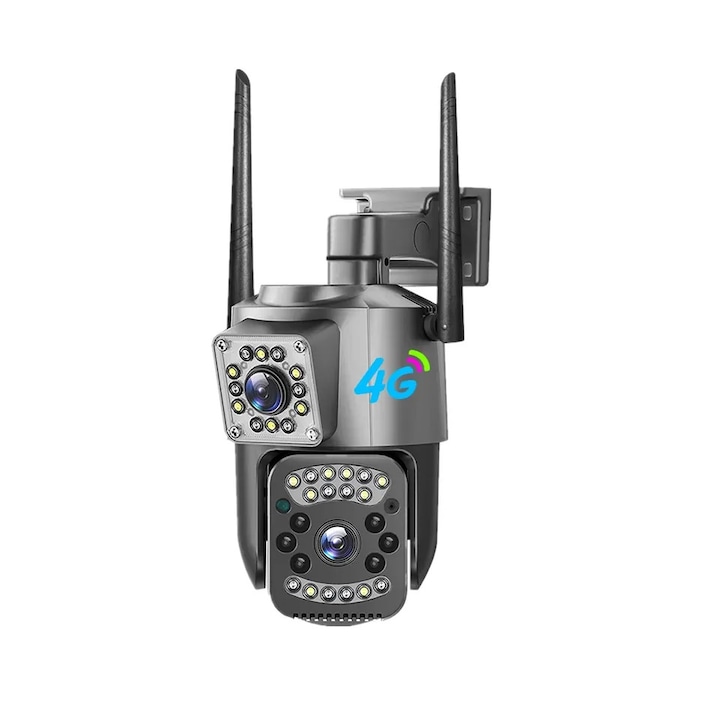 Kettős megfigyelő kamera (két megfigyelési zóna) 4G SIM csatlakozás, 4MP, intelligens követés, PTZ, Lan, Micro SD, Rotation, Riasztó, Beltéri és Kültéri