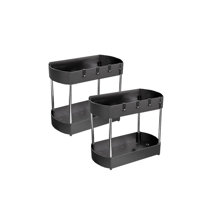 Set 2 organizatoare pentru bucatarie, rezistent la coroziune, negru